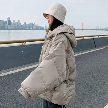 Zimska ženska jakna Ulične Casual Mekana topla dolje pamučna jakna Ženska crnci parkovi s kapuljačom Modna odjeća veličine Q4371