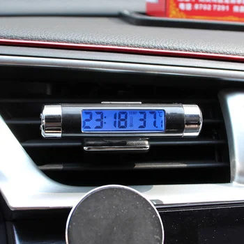 2 U 1 Auto Digitalni LCD Sat Termometar Elektronski Sat Plavi Kalendar Auto Digitalni Sat, Auto Oprema