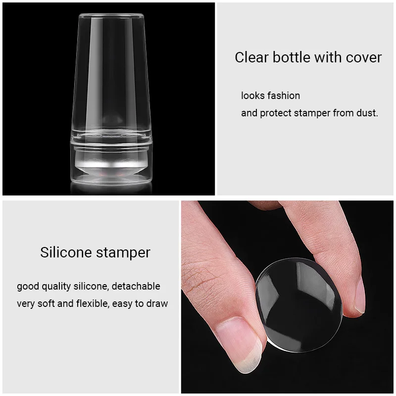 Prozirna silikonska ispis стампер strugalica za nokte, set za utiskivanje ploče pečat za nokte matrica predložak sve za manikuru Slika  0