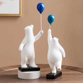 Figurica Medvjeda iz tar. balonom za unutrašnjost Bijela Model Životinjskih Skulptura Ukras dnevnog boravka Uredski Pribor Novogodišnji poklon