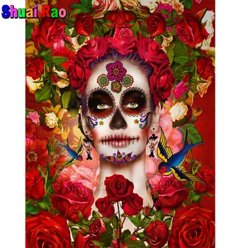 Meksički Katrina Gotička žena 5d Diy Diamond Slikarstvo Naljepnica Puni Kvadratnom/cijele lubanje ljepota Diamond Vez Mozaika Dekor