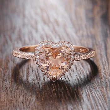CAOSHI Izvrstan Šampanjac u obliku srca sa kristalne kamen Prstena za žene Vjenčanje Pribor Romantičan Poklon za Godišnjicu Hot Prodaja