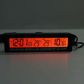 3 u 1 Digitalni Auto-Termometar Monitor Napona Baterije Utor za Auto Cigarete Sati Novi Auto Voltmetar LCD Termometar 12/24 N7E3