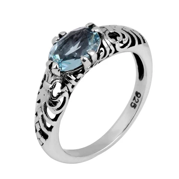 Винтажное prsten sa gotičkom аквамариновым uzorkom ručni rad od srebra 925 sterling ženski nakit, zlatara mogu postaviti prsten