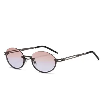 Kvalitetne ženske ovalni sunčane naočale rimless Ženske metalne gradijent ispunjava nijanse za žene Naočale za vožnju Sonnenbrille zonnebril dames