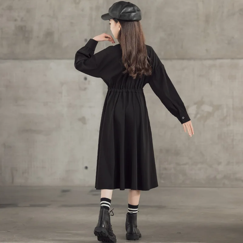 Haljina za djevojčice Za mlade Осеннее haljina Midi 2021 Novi modni odjeća za mališane je srednje duljine s elegantnim dugim rukavima,# 6411 Slika  3