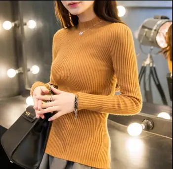 2021 Jesensko-zimska moda Ženski veste s visokom elastičnošću seksi tanak toplo облегающий džemper s низом elegantne ženske pleteni pulover