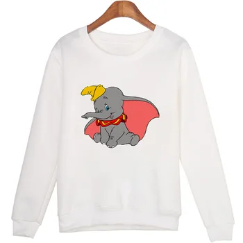 Hoodies Disney s po cijeloj površini Dumbo Proljetni ženski veste s cartoonish po cijeloj površini za žene s okruglog izreza Kawai Modni pulover dugih rukava Top shuttle