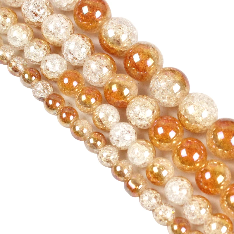 Prekriven Zlatom Bijeli snijeg Napuknut Crystal Perle od prirodnog kamena Za izradu nakita DIY Narukvica i Ogrlica 6 8 10 12 mm naušnice za žene Slika  1