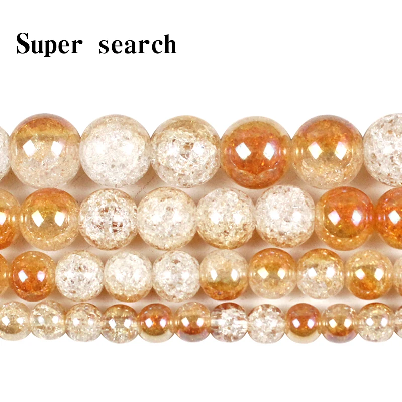 Prekriven Zlatom Bijeli snijeg Napuknut Crystal Perle od prirodnog kamena Za izradu nakita DIY Narukvica i Ogrlica 6 8 10 12 mm naušnice za žene Slika  2