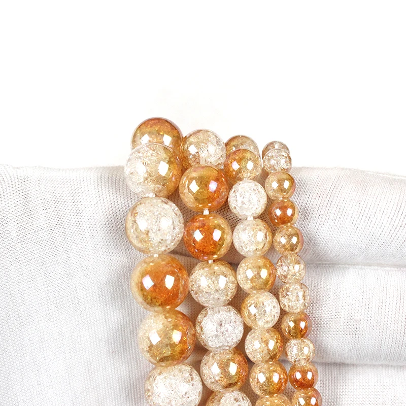 Prekriven Zlatom Bijeli snijeg Napuknut Crystal Perle od prirodnog kamena Za izradu nakita DIY Narukvica i Ogrlica 6 8 10 12 mm naušnice za žene Slika  4