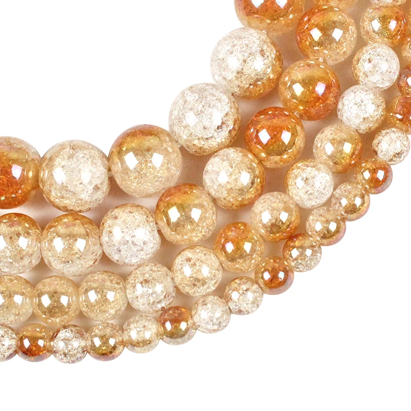 Prekriven Zlatom Bijeli snijeg Napuknut Crystal Perle od prirodnog kamena Za izradu nakita DIY Narukvica i Ogrlica 6 8 10 12 mm naušnice za žene Slika  5
