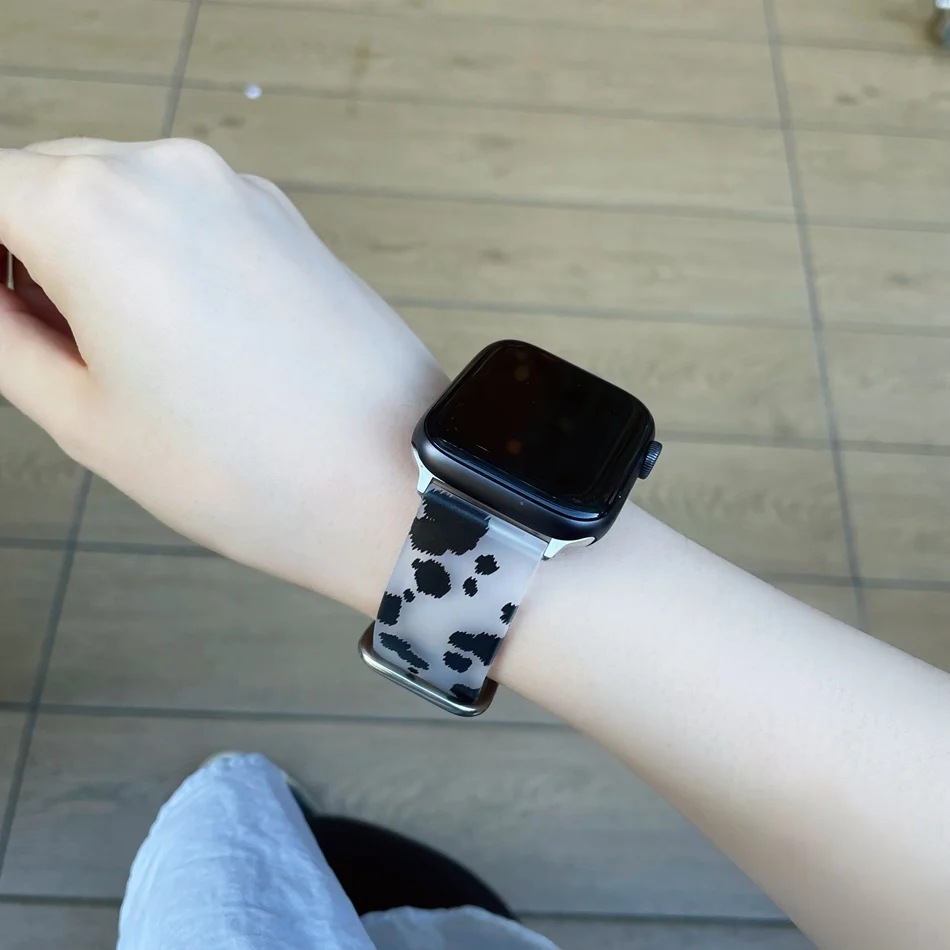 Ins Леопардовый proziran Remen za Apple Watch Band 44 mm 40 mm 38 mm 42 mm Silikon Remen Za pametne Sati Narukvica iWatch 3 4 5 6 Se Band Slika  2