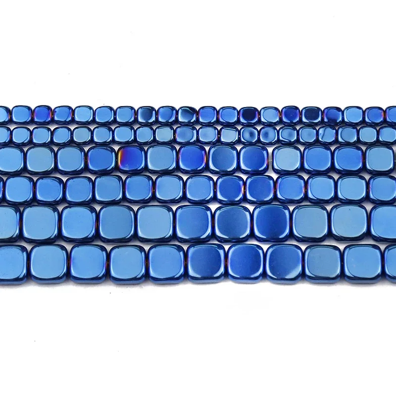 Prirodni Kamen Ravan Kvadratnom Plava Hematit 4/6/8 mm Razmaka Šarm Slobodan Perle Za izradu nakita DIY Narukvice Ogrlice Pribor Slika  0