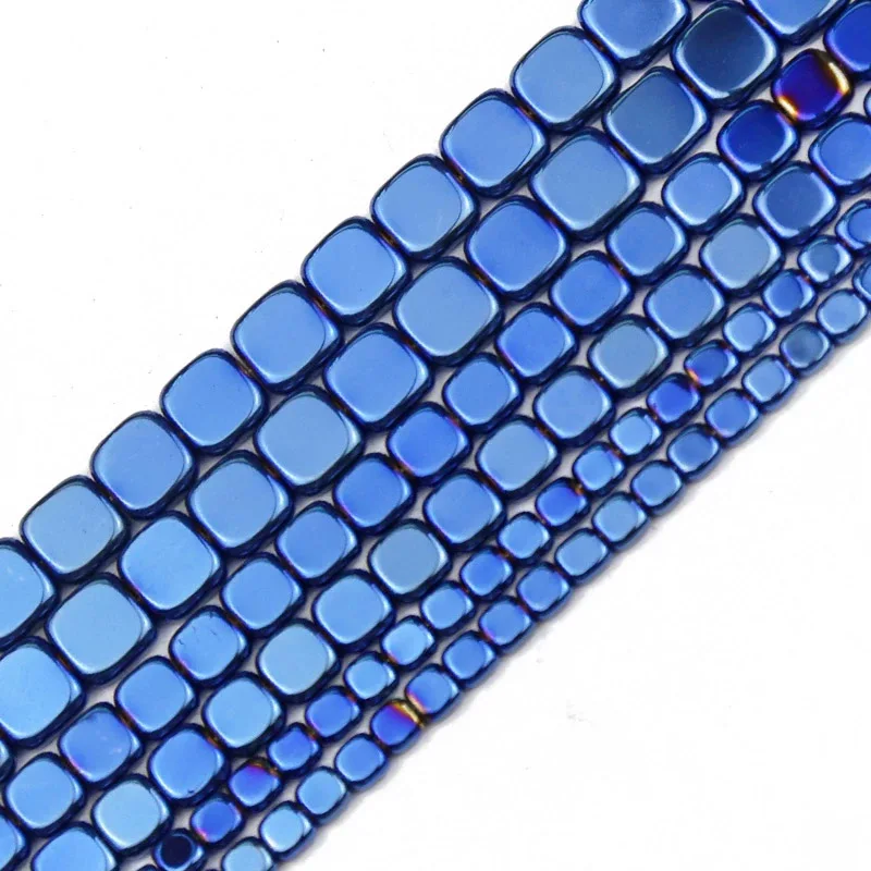Prirodni Kamen Ravan Kvadratnom Plava Hematit 4/6/8 mm Razmaka Šarm Slobodan Perle Za izradu nakita DIY Narukvice Ogrlice Pribor Slika  5