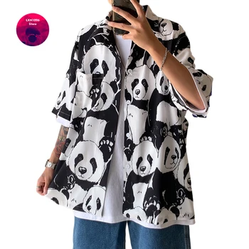Casual košulja po cijeloj površini u kineskom stilu s uzorkom Panda 2021 Novi modni brand Muški ulične odjeće kratkih rukava