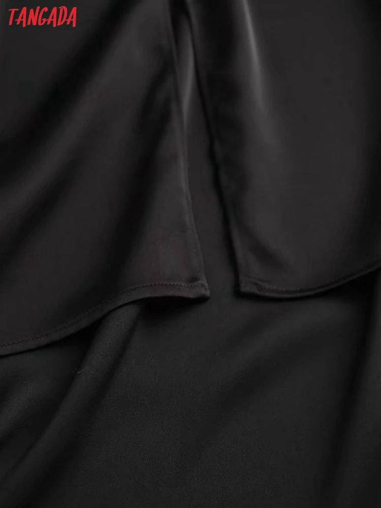 Тангада Donje crna večernja haljina sa volanima Midi haljina bez rukava 2021 Trendy ženske novogodišnje haljine 4C197 Slika  3