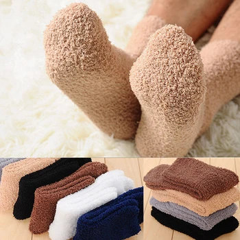 Zimske tople krznene čarape U ženskim čarapama Slatka mekana elastična Coral baršun čarape Čarape za ručnike u zatvorenom prostoru Čiste Prozračne boje