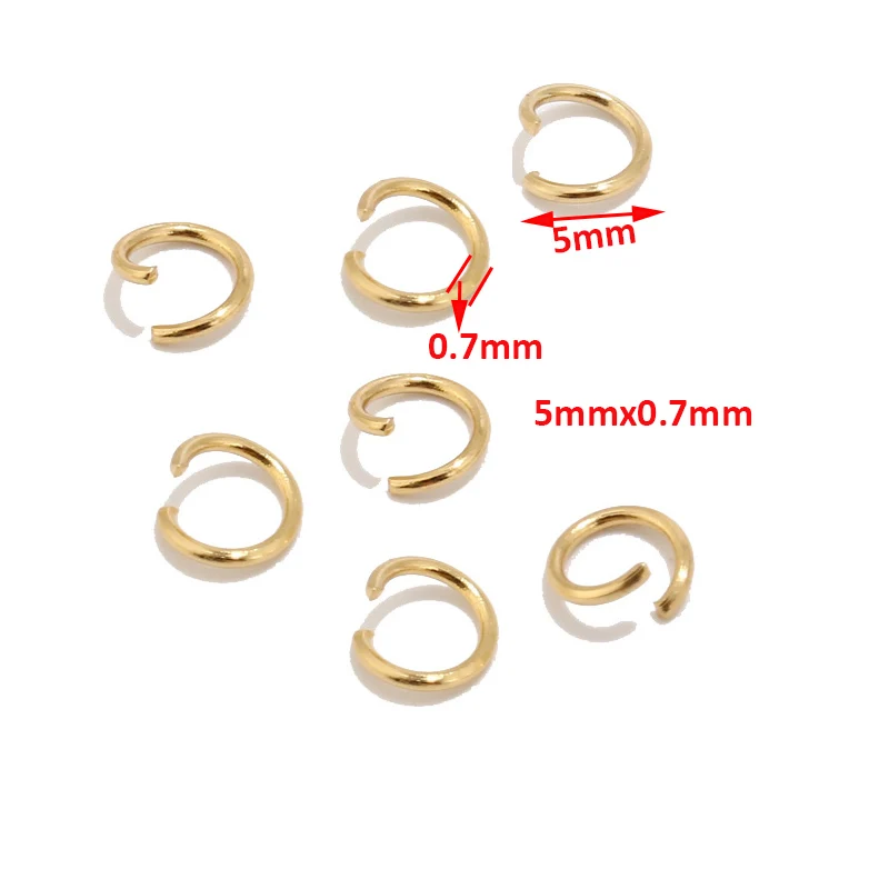 100pc Kvalitetan Prsten od Nehrđajućeg čelika sa zlatnim ton za izradu nakita, Ostaci i Popravak naušnica za ogrlice 5 mm Slika  0