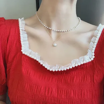 Modni lanac od Bisera ogrlice za žene Barokni Biser Metalni Privjesci s privjescima Ogrlice Ogrlice od perli Nakit Pokloni
