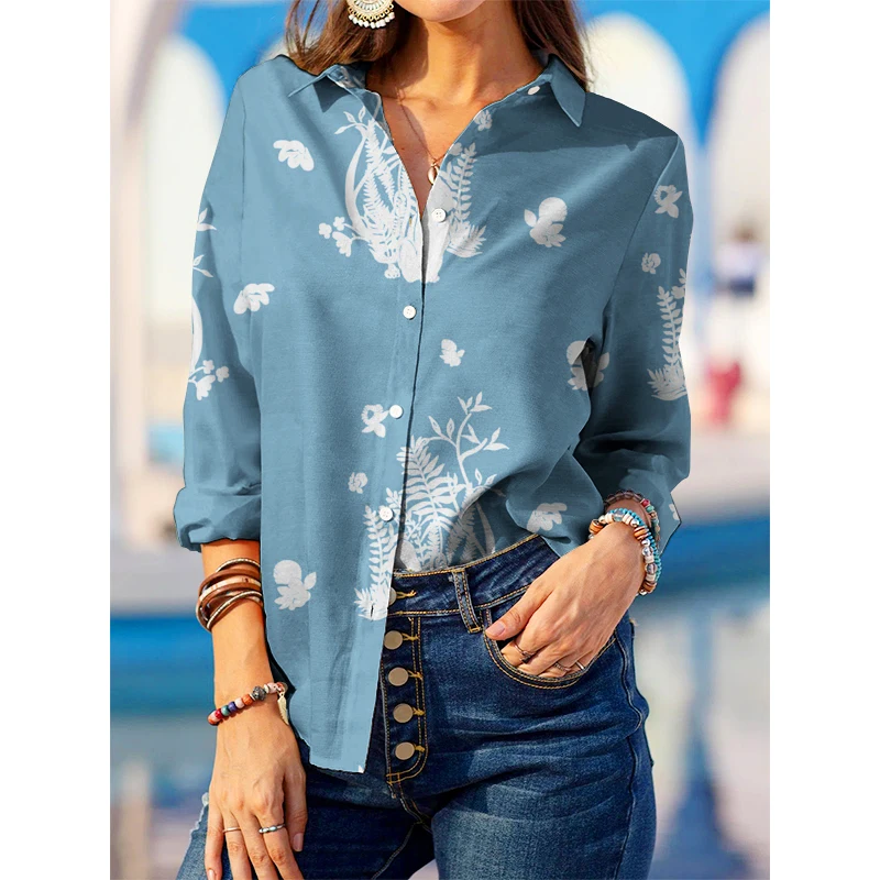 Jesen Plus Size Bluze Elegantna moderna ženska odjeća s po cijeloj površini Novu Godinu 2022 Tunica Casual košulja dugih rukava Ured za ženska majica Majice Slika  2