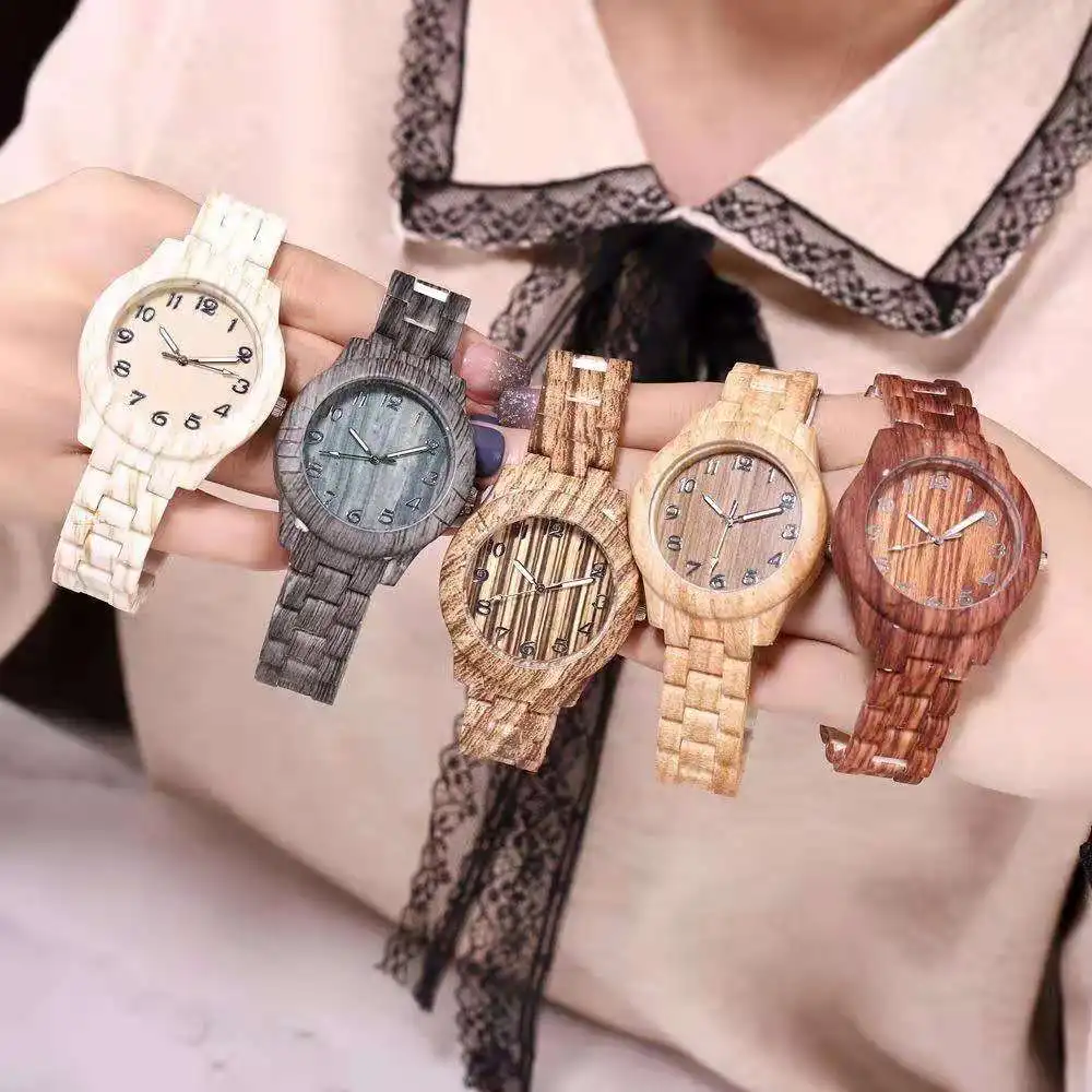 Imitacija bambusa materijal najviše se prodaju satovi ženski temperament modni satovi od umjetnog drveta smola svakodnevne jednostavne satovi Slika  4