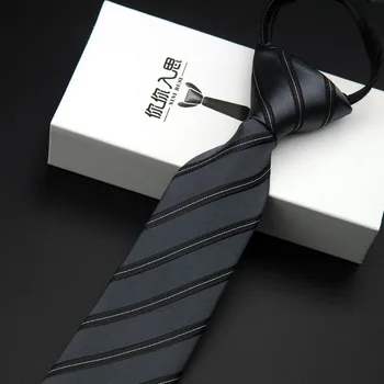 Kravata za vrat za muškarce Kravate 5,5 cm Modni dodaci za tie Lako izvući prugaste kravate na munje Lijeni tie Wedding party LD8037