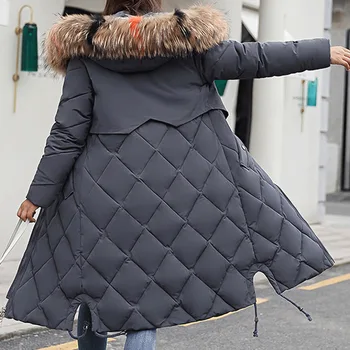 Plus Size X - Long Funky tanka ženska zimska jakna od pamuka Topli zimski kaput Ženska je debela dugačka parka Kaput s меховым ovratnik Parkovi Mujer