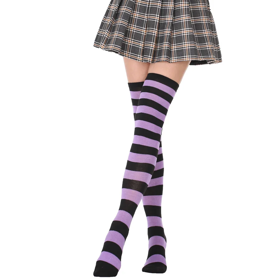 8 boja nove slatka čarape Ženske čarape na japanskom stilu plavo-bijele prugaste golfs Čarape za noge COSPLAY Anime ŽENSKE čarape Slika  2