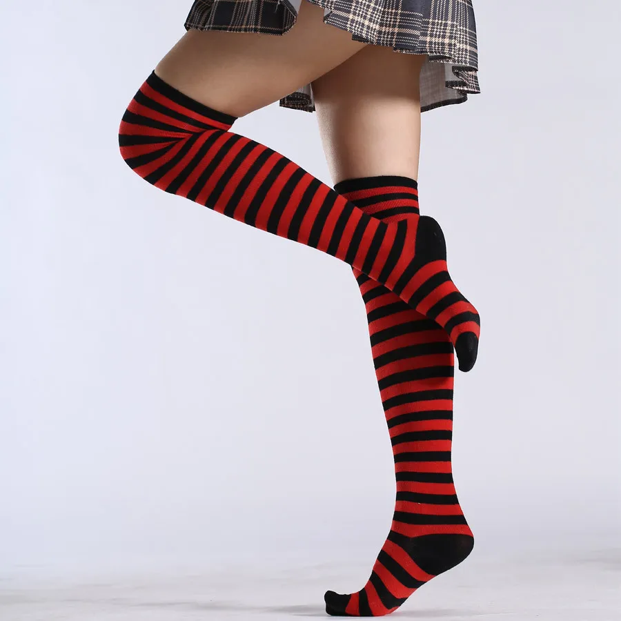 8 boja nove slatka čarape Ženske čarape na japanskom stilu plavo-bijele prugaste golfs Čarape za noge COSPLAY Anime ŽENSKE čarape Slika  4