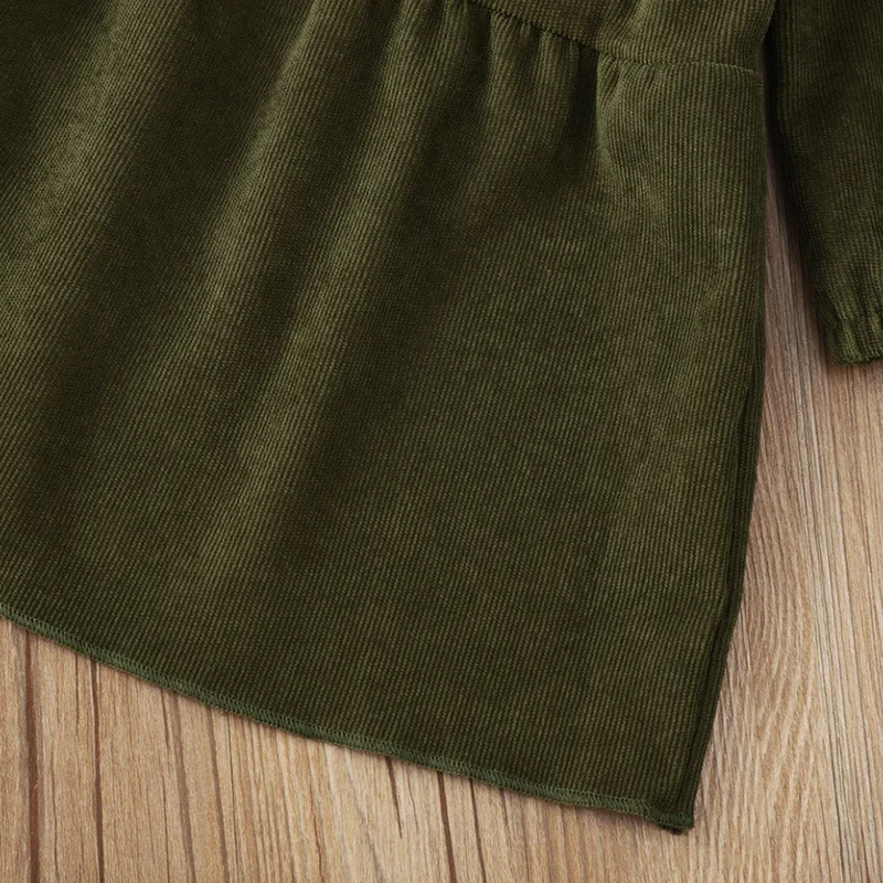 Jesen Zima 2021 Nova haljina za djevojčice dugih rukava i okruglog izreza s izvezenim cvjetnim uzorkom tamno zelene boje Slatka Slatka dječja haljina od 1 do 8 t Slika  3