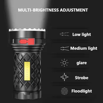 Super Svijetle Svjetiljku Ultra Moćna Led Svjetiljka Punjiva Bočno Svjetlo COB 4 Načina Avantura Na Otvorenom 3 U 1 Svjetiljku