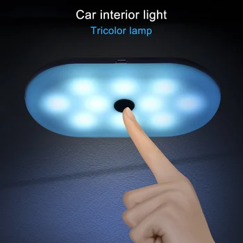 1pc Magnetski LED Noćna led Svjetiljka za čitanje u kabini Vozila Kvadratnom zaslon Osjetljiv na Svijećnjak Na stražnjem sjedalu Automobila Stropne Svjetiljke na Krovu Setove