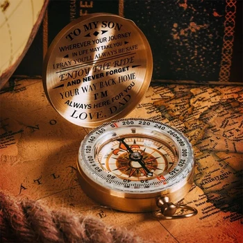 Od oca Na Sina Uživajte u Vožnji Kompas Bakar Kompas Božićni Poklon za Sina U Vintage Stilu XR-Hot