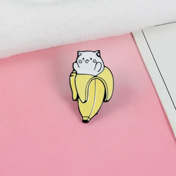 Super Slatka ! Banana mačji igle Ikone broševi Slatka Кавайные ljubimci Mačka, kao što su igle zbirka poklona za ljubitelje mačaka Darove za mama kitty