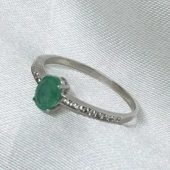 Prirodni Visokokvalitetni Smaragd Jednostavan Prsten S925 od čistog Srebra Fin Moderan Vjenčanje Nakit za žene MeiBaPJFS