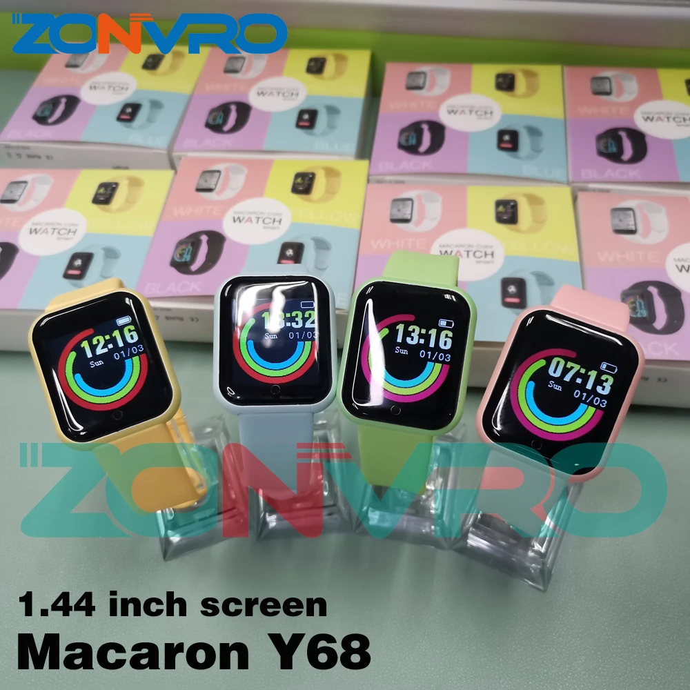 2021 Novi Macaron Y68 D20 Smart Satovi Su Šarene, Moderan Fitness Narukvica Tracker Monitor Srčane Pritisak Bluetooth Smart Sat Slika  4