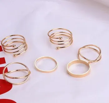 Korejski Setovi Prstenova Prsten Za žene Jednostavne Pop-nakit Zlatni Prsten Modni Prstenova 2021 Ženske Veliko Proljeće Prstena Za Prste