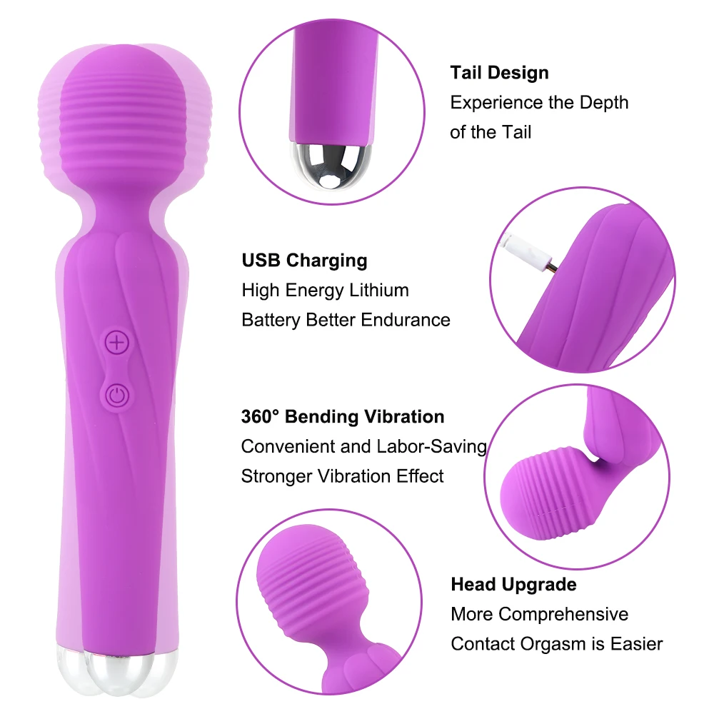 Ženski Masturbator 10 Načina Vibratori Čarobni Štapić USB-Punjive Dildo Sex igračke Za žene Stimulator Klitorisa bradavica Slika  2