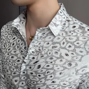 Four Seasons Design shirt Muška košulja dugih rukava u britanskom stilu Camisa Socijalna košulja леопардовым po cijeloj površini Top Modne Маннен Клединг