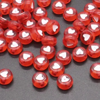 100pc 4х7 mm, Prozirno Crveno Srce Akrilne Perle DIY Narukvice, Ogrlice i Naušnice Izrada Nakita