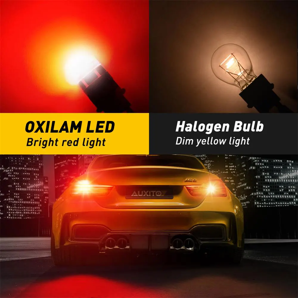 OXILAM 2x 3157 Amber led žarulja T25 3156 P27W P27/7 W LED Pokazivač smjera T20 LED 7440 W21W WY21W 7443 W21/5 W Crveni Auto Stop-svjetla Slika  2
