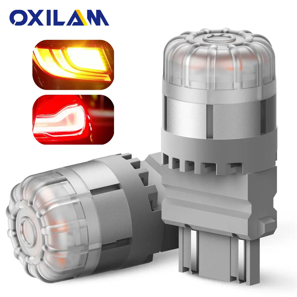 OXILAM 2x 3157 Amber led žarulja T25 3156 P27W P27/7 W LED Pokazivač smjera T20 LED 7440 W21W WY21W 7443 W21/5 W Crveni Auto Stop-svjetla Slika  3