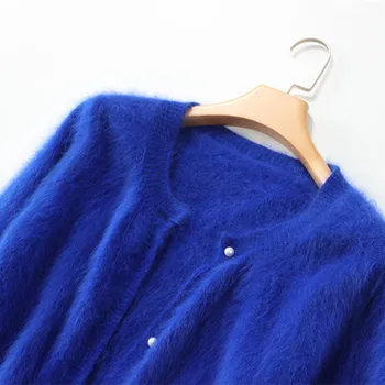 Duga kosa mink dvostruka ca kardigan ženski džemper besplatno srednje duljine s bisernom пуговицей rukav-lanterna норковое kaput
