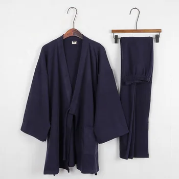 Muška pamučna пижама u japanskom stilu u Retro stilu, Komplet hlače, drevni Tradicionalni kimono ogrtač za kupanje Юката, Odjeća za spavanje i odmor Ханфу