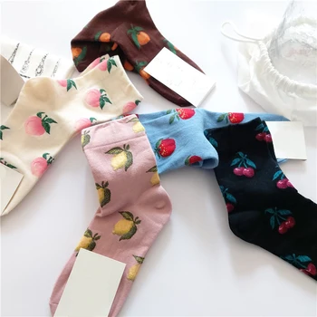 Novi proizvod Jesen Zima Kreativna Voćni ženske čarape Moda Harajuku Kreativna Breskve Voćni Limun Jabuka Grožđe Svakodnevne Čarape Za žene