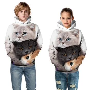 Mačka 3D Digitalni print Veste za dječake i djevojčice Slobodan dan-to-dan pulover Dječje baseball oblik Dječje veste Dječje odjeće 5-14 godina