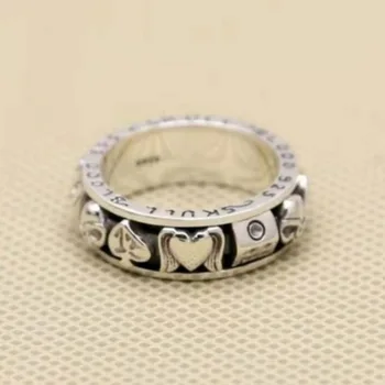 Novi dizajn ljubav lubanju poker prsten punk kreativni srebrna boja sreće muške i ženske prstenove večernje nakit darove