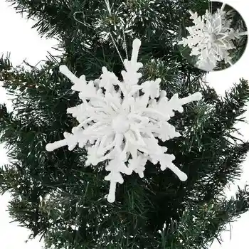 6pcs Veliki Sjaj Visi Božićni Cvijet Bijela Pahuljica Sitnice Dekor Drveta