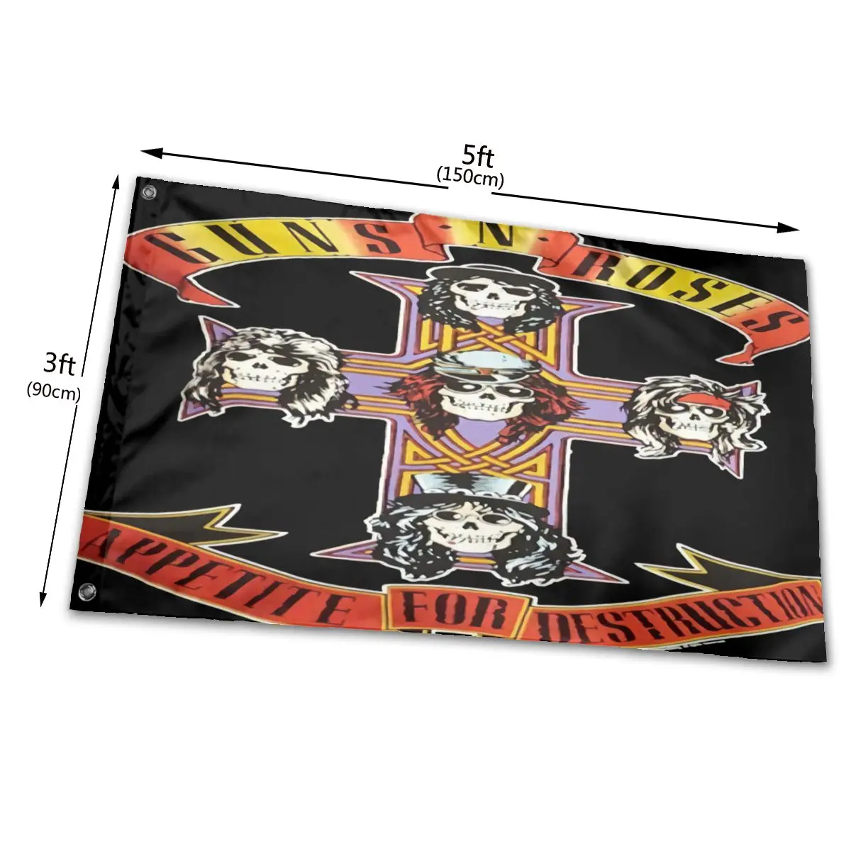 Guns N Gnr Ruže Apetit Za Uništenje Smiješno Starinski Poklon Za Muškarce-Friendly Dizajn Banera Home Vanjski Poklon Zastavu Zurke Slika  2